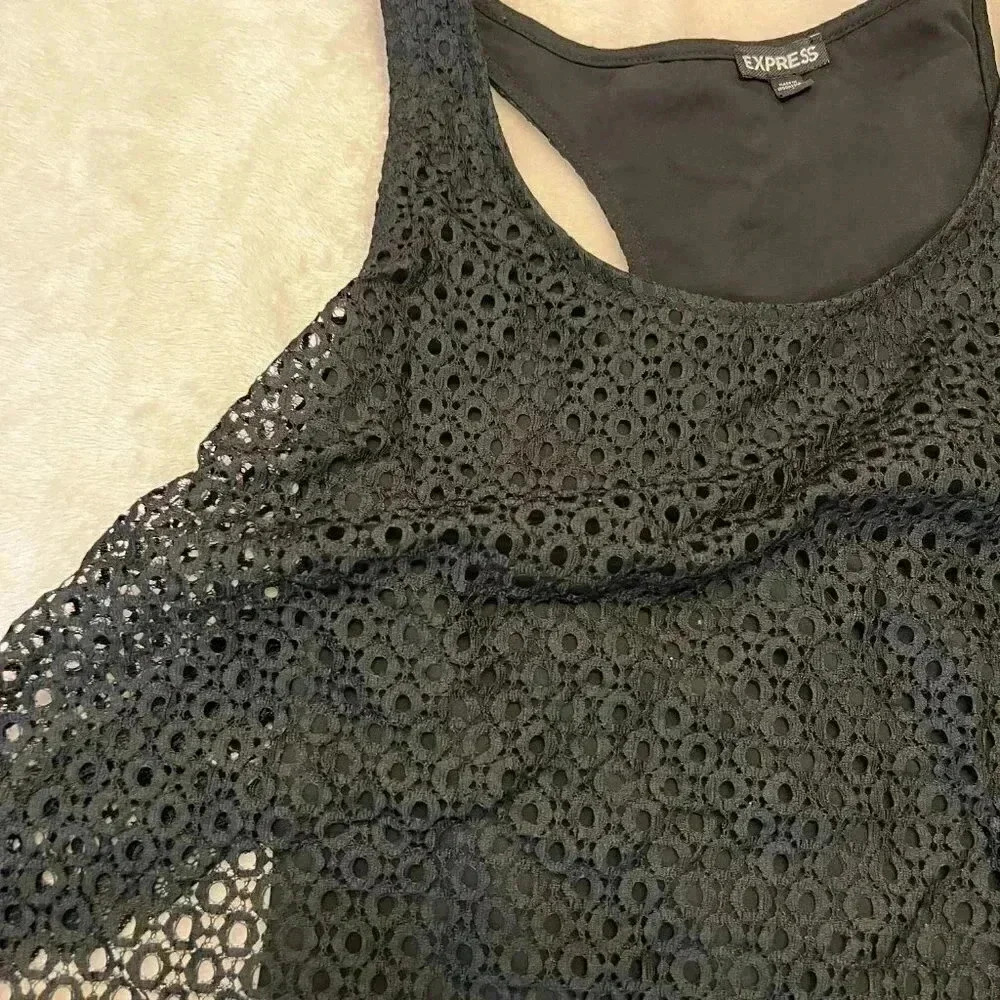Express Black Lace Racerback Tank Top Size Small